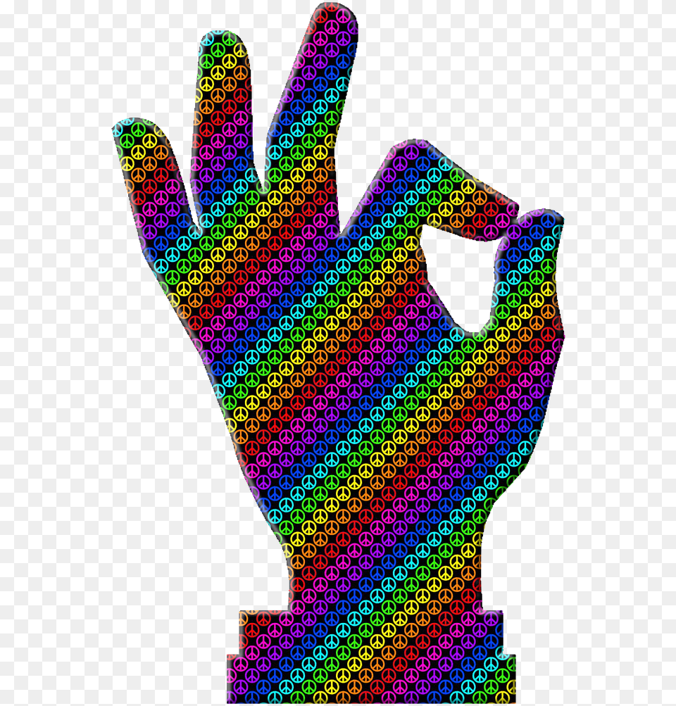 Hand Symbol Okay Rainbow Peace Sign Background, Clothing, Glove, Pattern Free Png