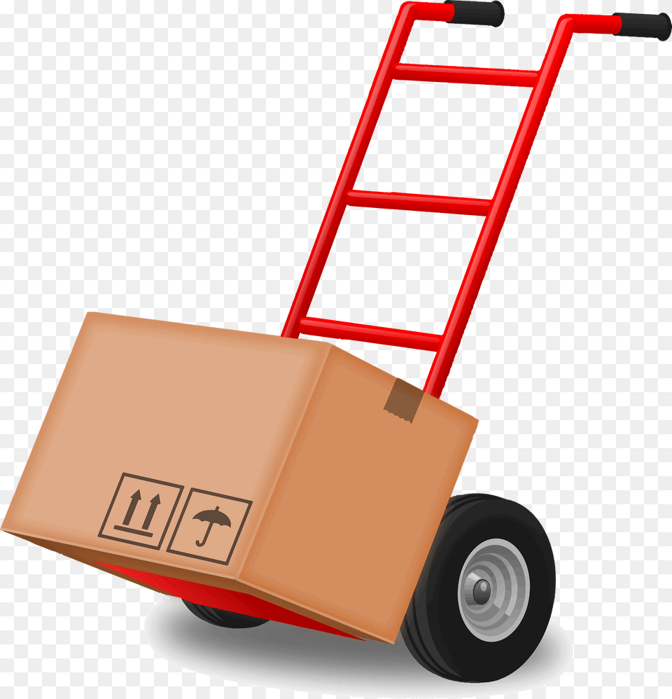 Hand Truck Dolly With A Box On It Clipart, Plant, Lawn, Grass, Lawn Mower Free Png