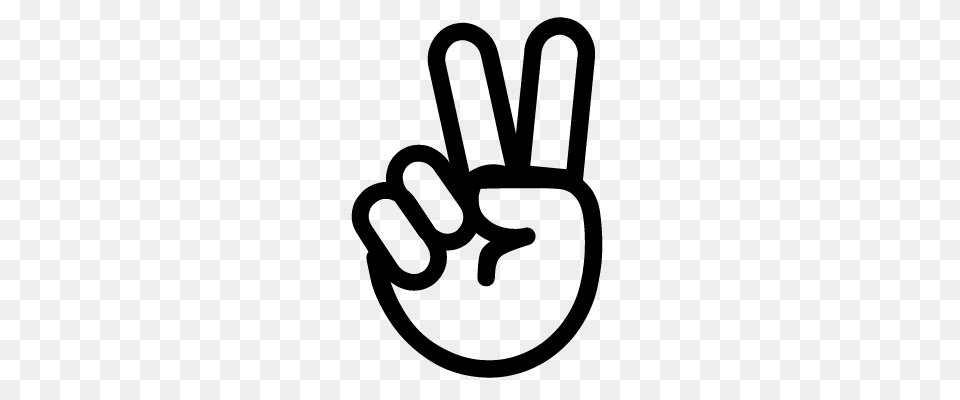 Hand Two Finger Winner Sign Icon Vector, Silhouette, Lighting Free Png Download