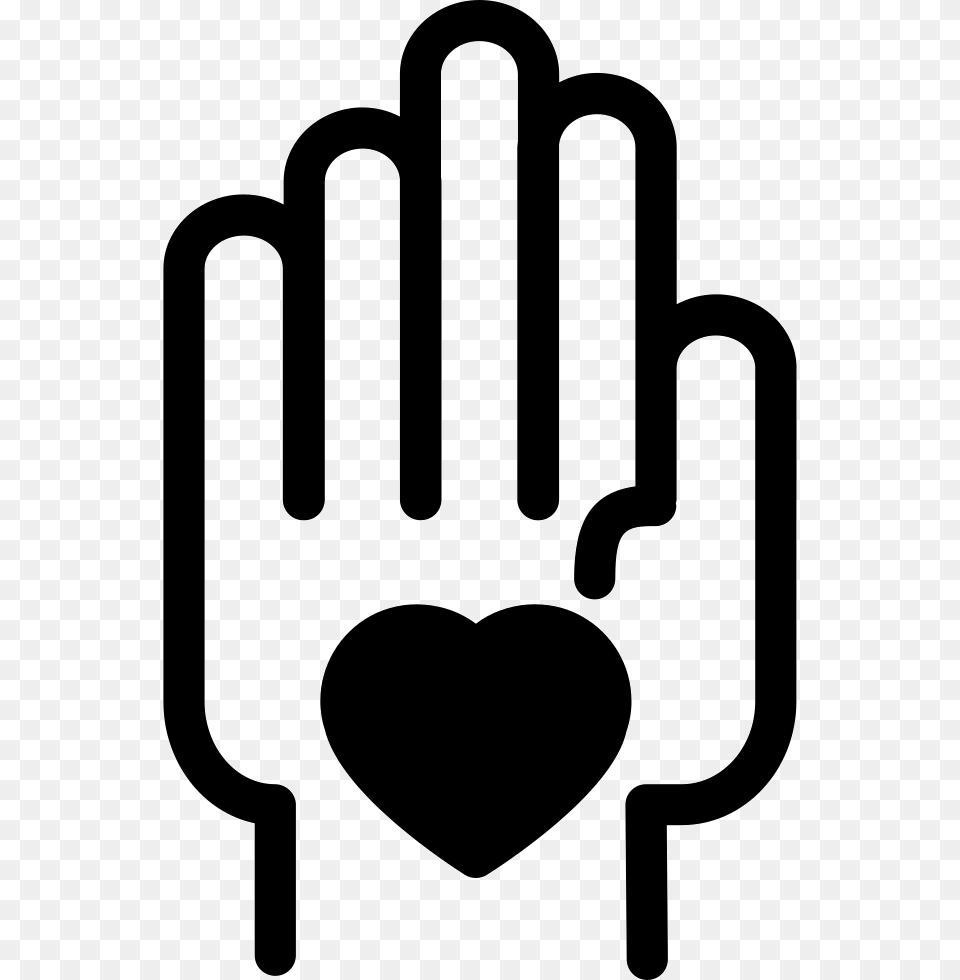 Hand With A Heart Comments Hand Touch Icon, Clothing, Glove, Stencil, Body Part Free Png Download