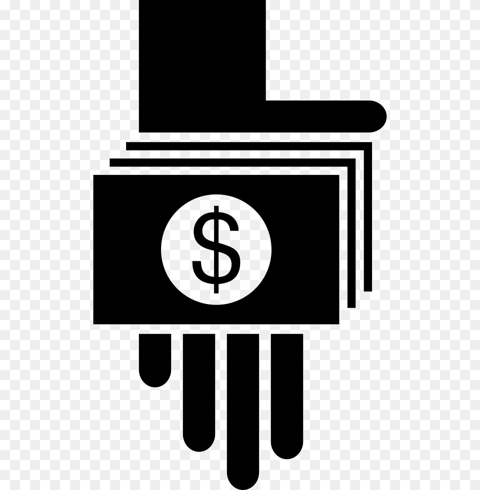 Hand With Bills Icon Stencil, Symbol, Cross Free Png Download