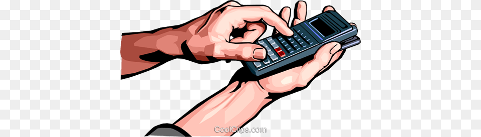 Hand With Calculator Royalty Vector Clip Art Illustration Hand Holding A Calculator, Electronics, Mobile Phone, Phone, Texting Free Png