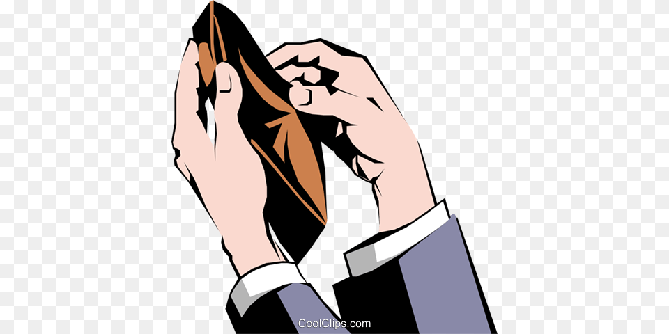 Hand With Empty Wallet Royalty Vector Clip Art Illustration, Body Part, Person, Adult, Male Free Png