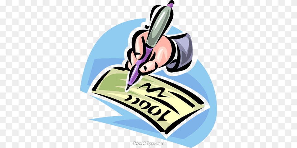 Hand With Fountain Pen Signing A Check Royalty Free Vector Clip, Text, Clothing, Hardhat, Helmet Png