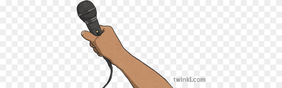 Hand With Microphone Illustration Twinkl Hand, Electrical Device, Person Png Image
