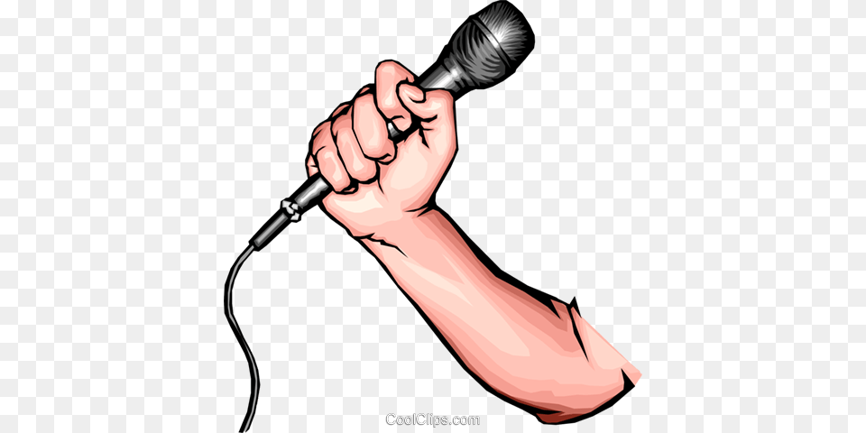 Hand With Microphone Royalty Free Vector Clip Art Illustration, Electrical Device, Appliance, Blow Dryer, Device Png Image