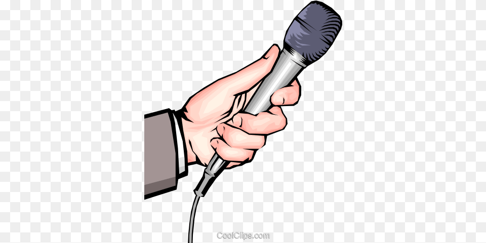 Hand With Microphone Royalty Vector Clip Art Clip Art Interview Mic, Electrical Device, Person Free Transparent Png