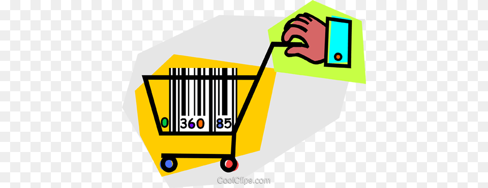 Hand With Shopping Cart And Bar Code Royalty Vector Clip Art, Shopping Cart, Furniture Free Transparent Png