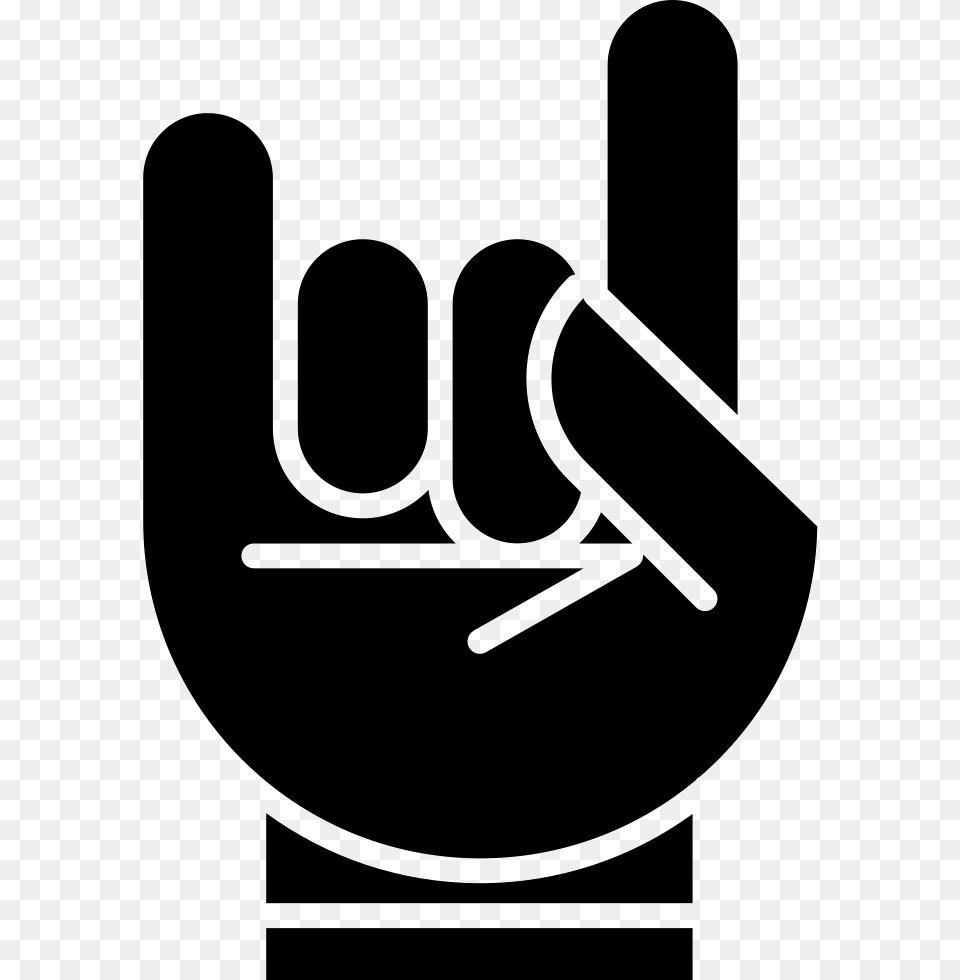 Hand With White Outline Forming A Rock On Symbol Comments Rock On Symbol Svg, Body Part, Person, Stencil Free Transparent Png