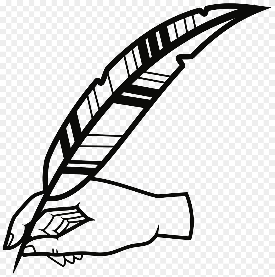 Hand Writing With A Quill Pen Black And White Clipart, Art Free Png