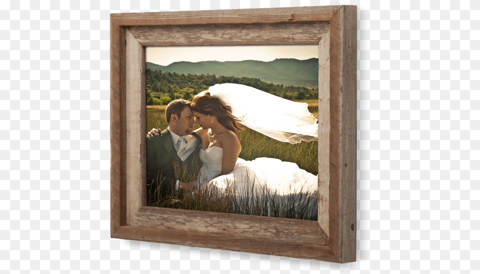 Handcrafted Wood Barn Frame Metal Prints With Frames, Woman, Wedding, Person, Female Free Png Download