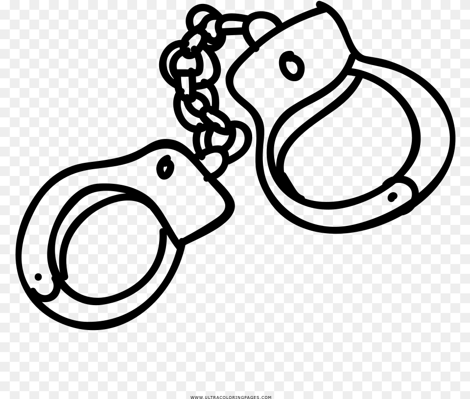 Handcuff Coloring, Gray Png Image