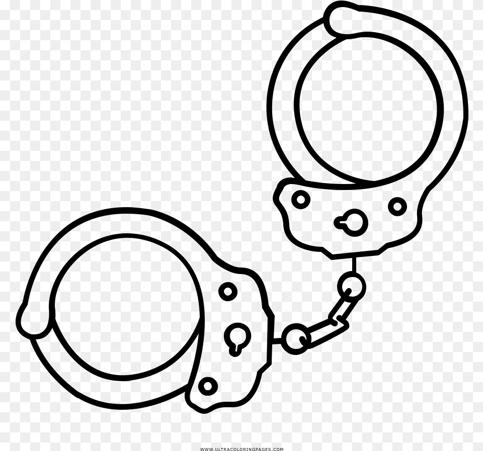 Handcuffs Coloring, Gray Free Transparent Png