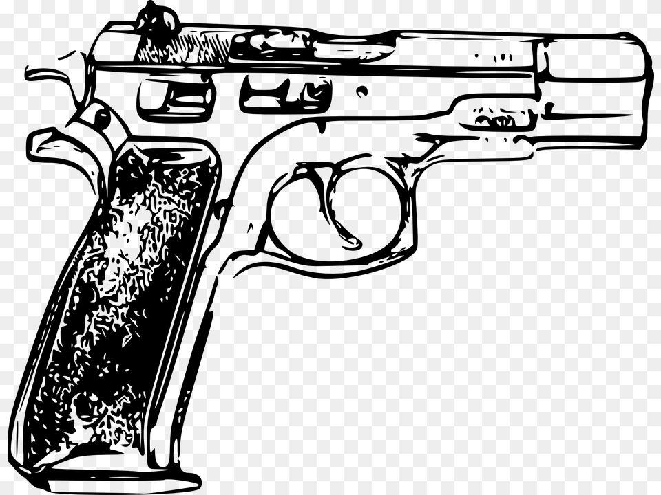 Handgun Firearm Pistol Gun Revolver Weapon Police Gun Clipart, Gray Png Image