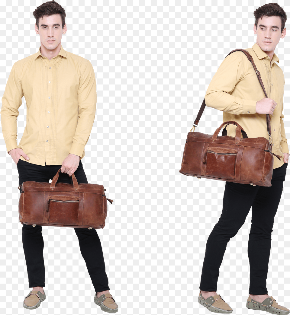 Handmade Genuine Leather Travel Duffel Bagsclass Briefcase, Accessories, Bag, Handbag, Adult Png Image