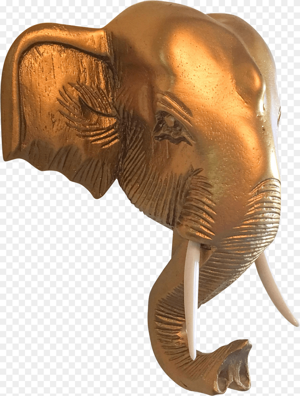 Handmade Gold Resin Elephant Head Indian Elephant, Animal, Mammal, Wildlife, Fish Png Image