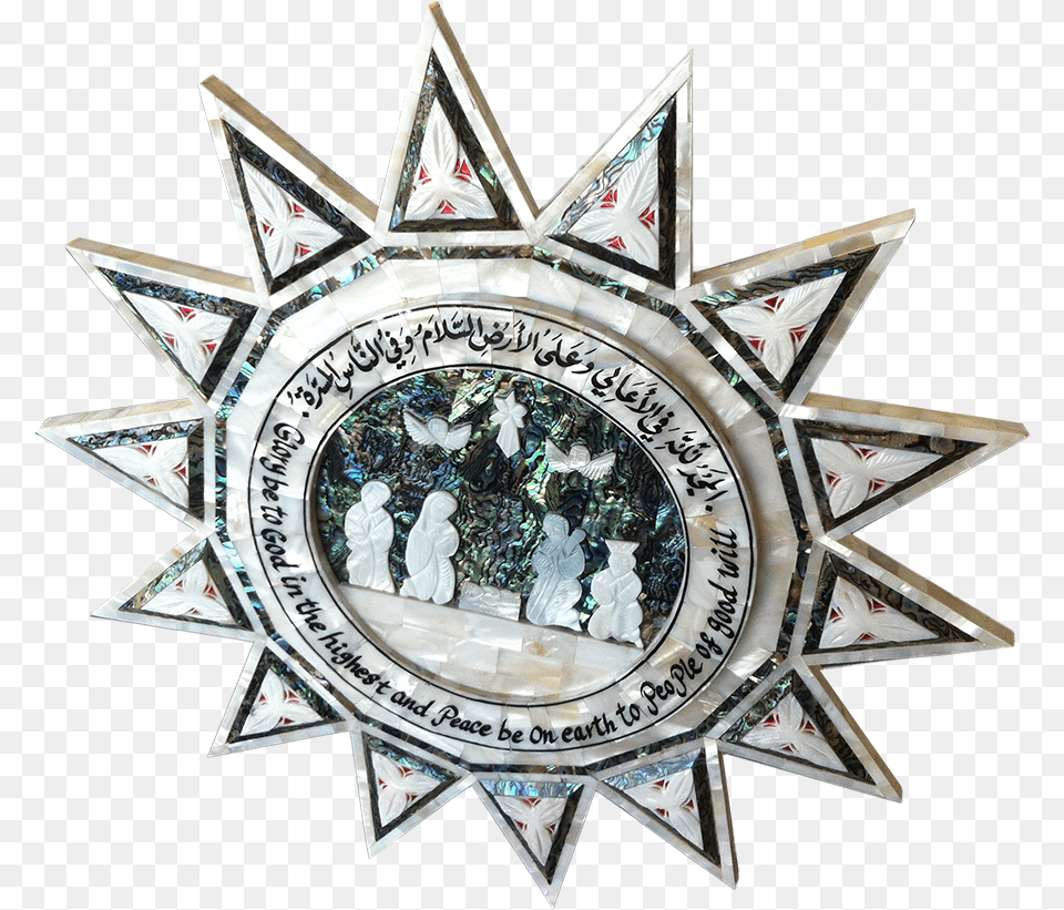 Handmade Mother Of Pearl Nativity 14 Divisions Star Buy Gabion, Accessories, Jewelry, Symbol, Logo Png