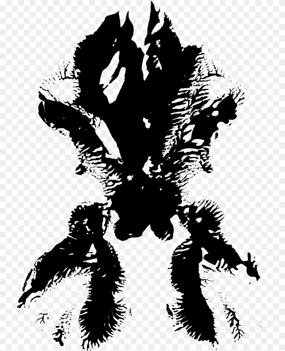 Handmade Organically Formed Inkblot Patterns Illustration, Gray Png