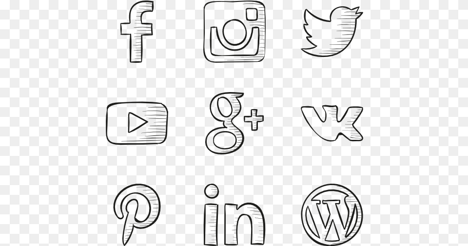Handmade Social Media Icons, Text, Alphabet Png