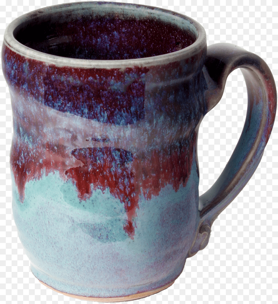 Handmade Turquoise And Purple Pottery Mug Pottery Mug, Cup, Art, Porcelain, Beverage Free Transparent Png