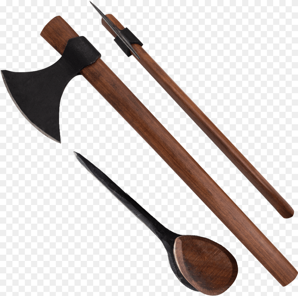 Handmade Viking Carbon Steel Ax Wooden Spoon, Cutlery, Axe, Device, Tool Png