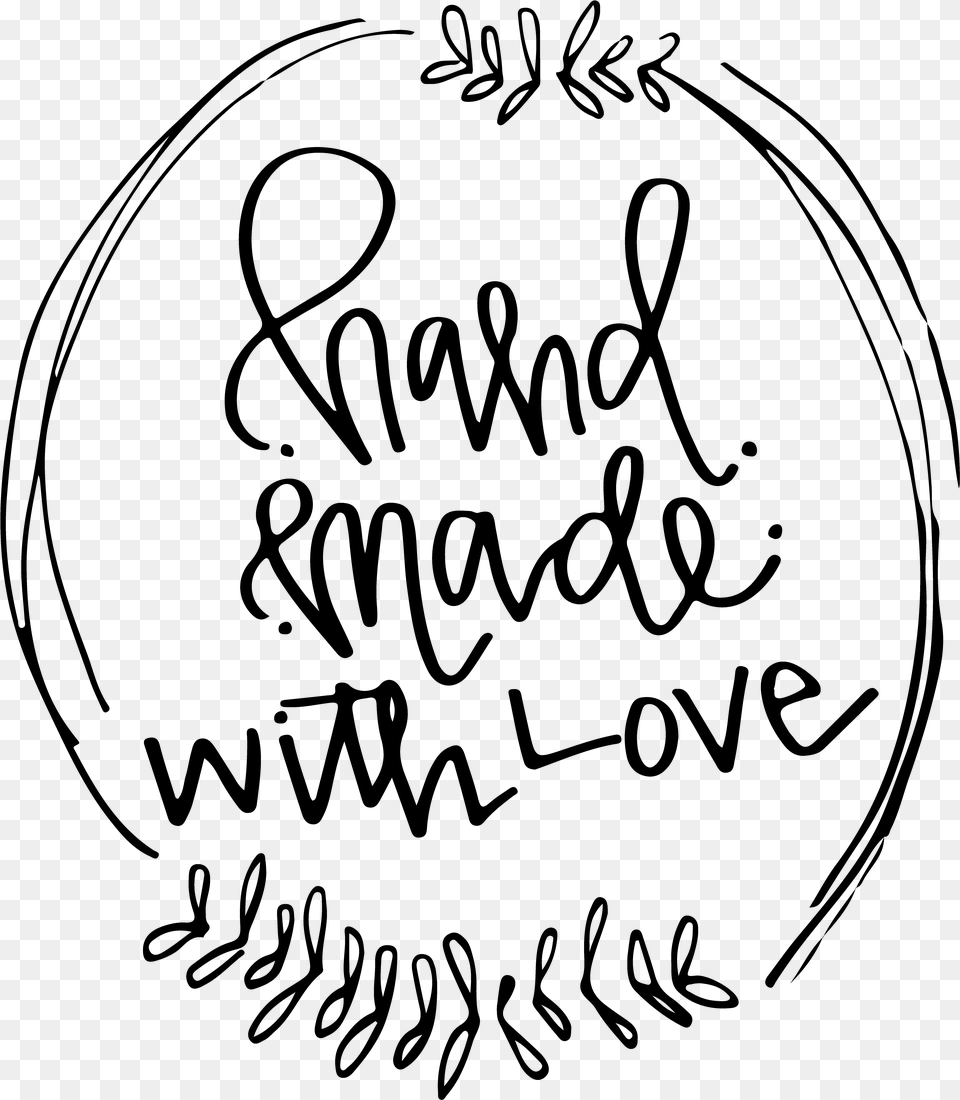 Handmade With Hand Lettered Clipart Transparente Made With Love, Gray Png