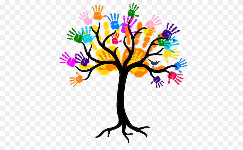 Handprint Clip Art Bare Tree Pic, Graphics, Modern Art, Painting, Plant Png Image
