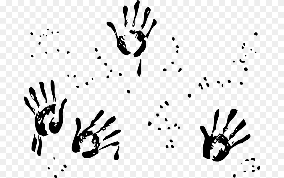 Handprints Finger Painting Clipart Black And White, Gray Free Transparent Png