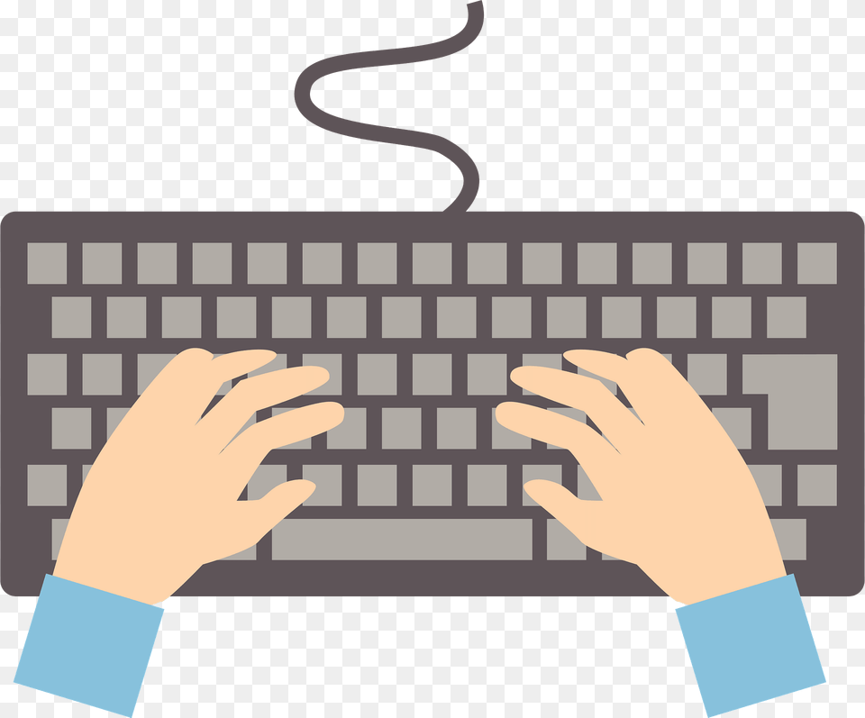 Hands Are Typing On A Keyboard Clipart, Computer, Computer Hardware, Computer Keyboard, Electronics Png