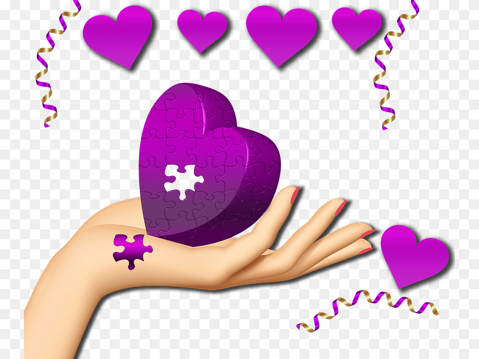 Hands Hearts Heart Puzzle Decoration Background Imgenes De Manos Con Corazones, Purple, Adult, Female, Person Free Png Download