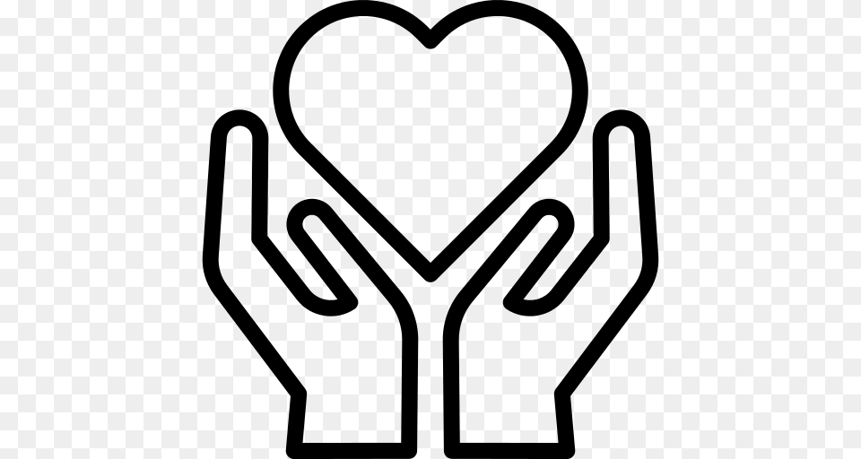 Hands Holding Heart Icon, Gray Png