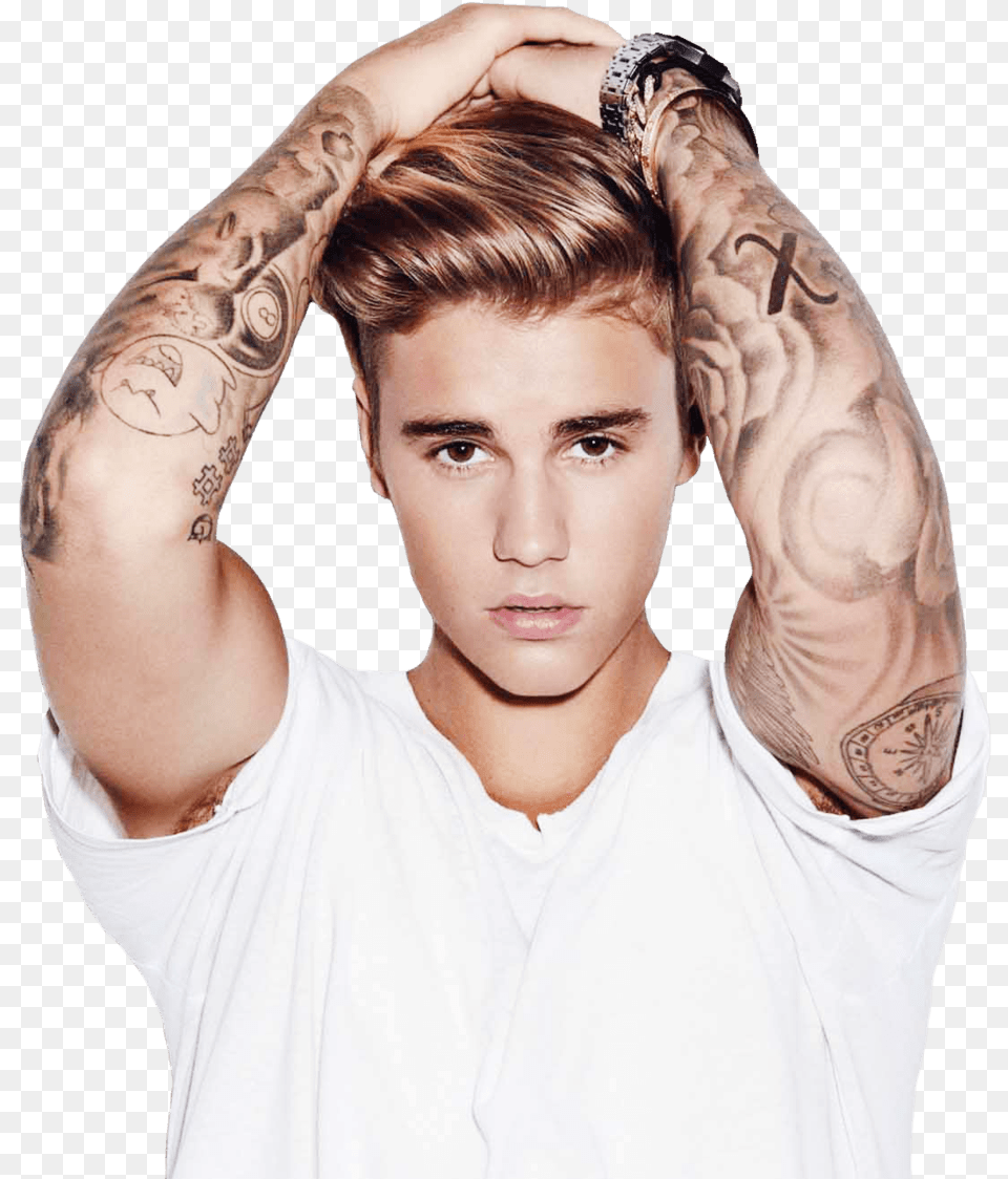 Hands On Head Justin Bieber Image Justin Bieber, Person, Skin, Tattoo, Arm Free Png