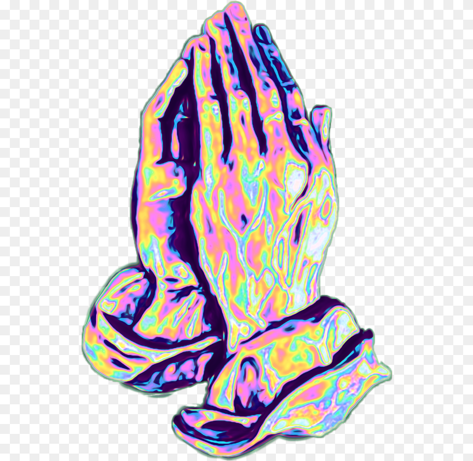 Hands Prayer Hand Praying Hologram Holographic, Purple, Person, Art Free Png Download