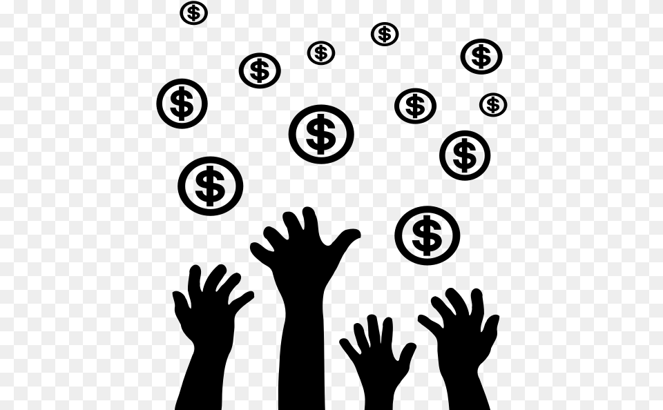 Hands Reaching Money Vector Silhouette Money Silhouette, Gray Png Image