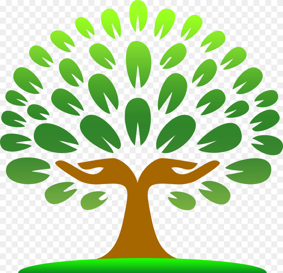 Hands Tree Clipart Transparent, Green, Plant, Potted Plant, Art Free Png Download