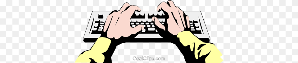 Hands Typing Royalty Free Vector Clip Art Illustration, Computer, Computer Hardware, Computer Keyboard, Electronics Png