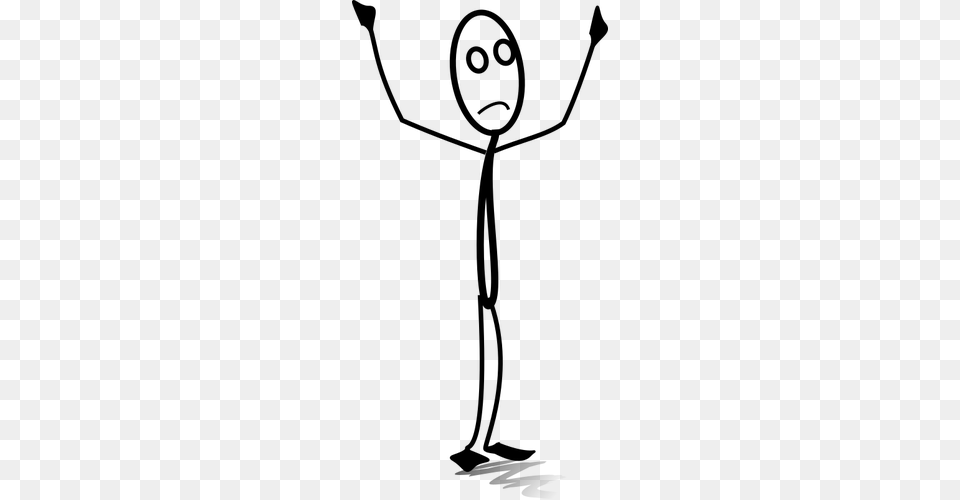 Hands Up Sad Stick Figure, Gray Png Image