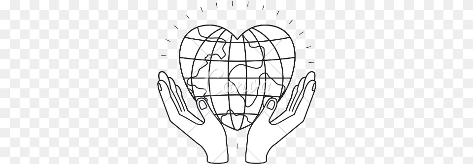 Hands With Floating Earth In Heart Shape Hands Heart Shape In Black And White, Astronomy, Globe, Outer Space, Planet Png Image
