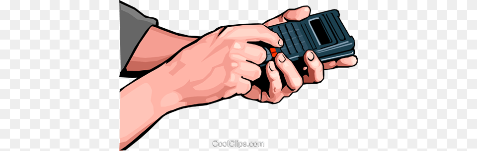 Hands With Remote Royalty Vector Clip Art Illustration, Electronics, Mobile Phone, Phone, Texting Free Transparent Png