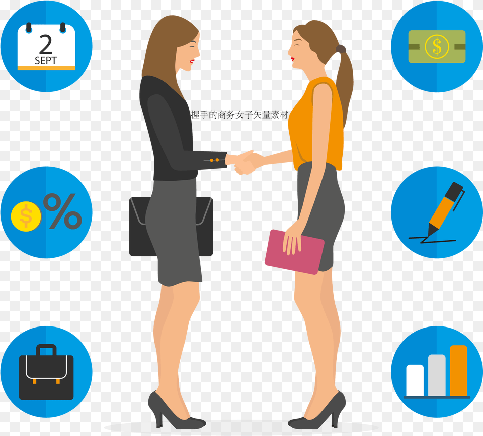 Handshake Business Woman Vector Material Business Woman Icon, Adult, Person, Man, Male Free Png Download