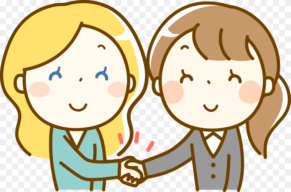 Handshake Cartoon Clipart Shake Hand By Ladies, Body Part, Person, Face, Head Png Image