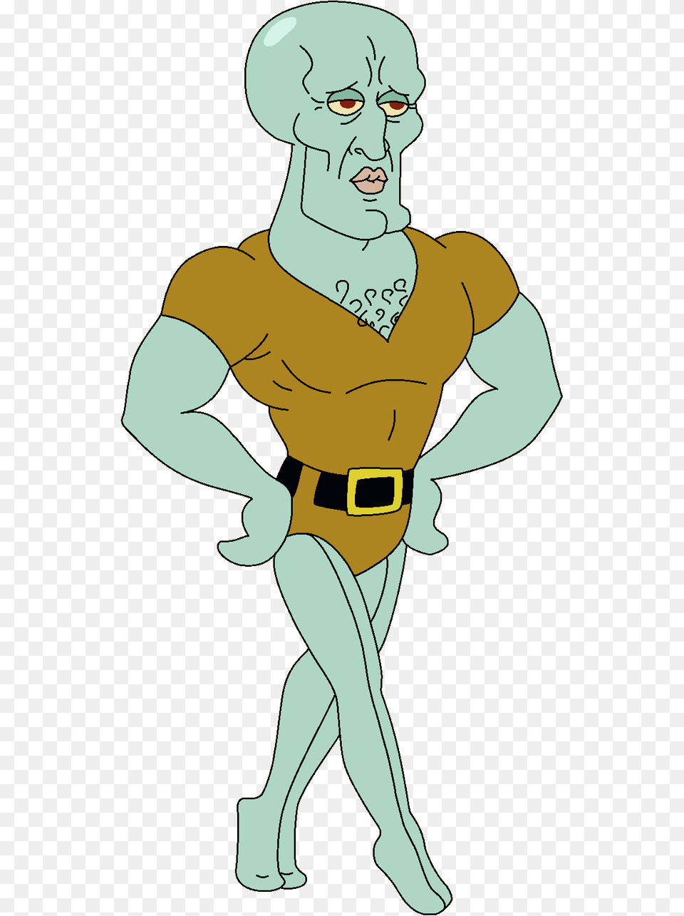 Handsome Squidward Full Body, Cartoon, Person, Face, Head Png