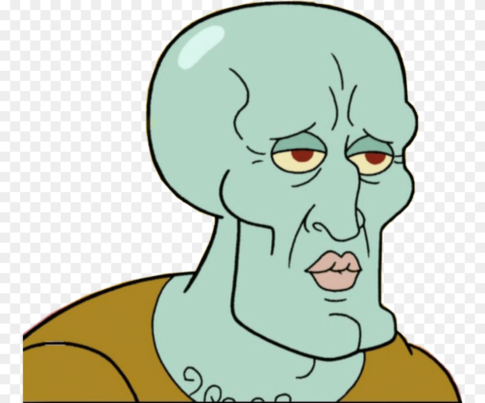 Handsome Squidward Spongebob Meme Freetoedit Transparent Handsome Squidward, Baby, Person, Face, Head Free Png Download