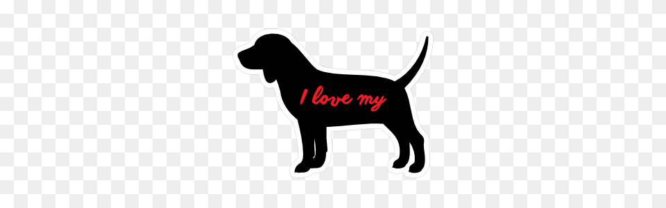 Handwritten I Love My Beagle Silhouette Sticker, Animal, Canine, Dog, Labrador Retriever Png Image