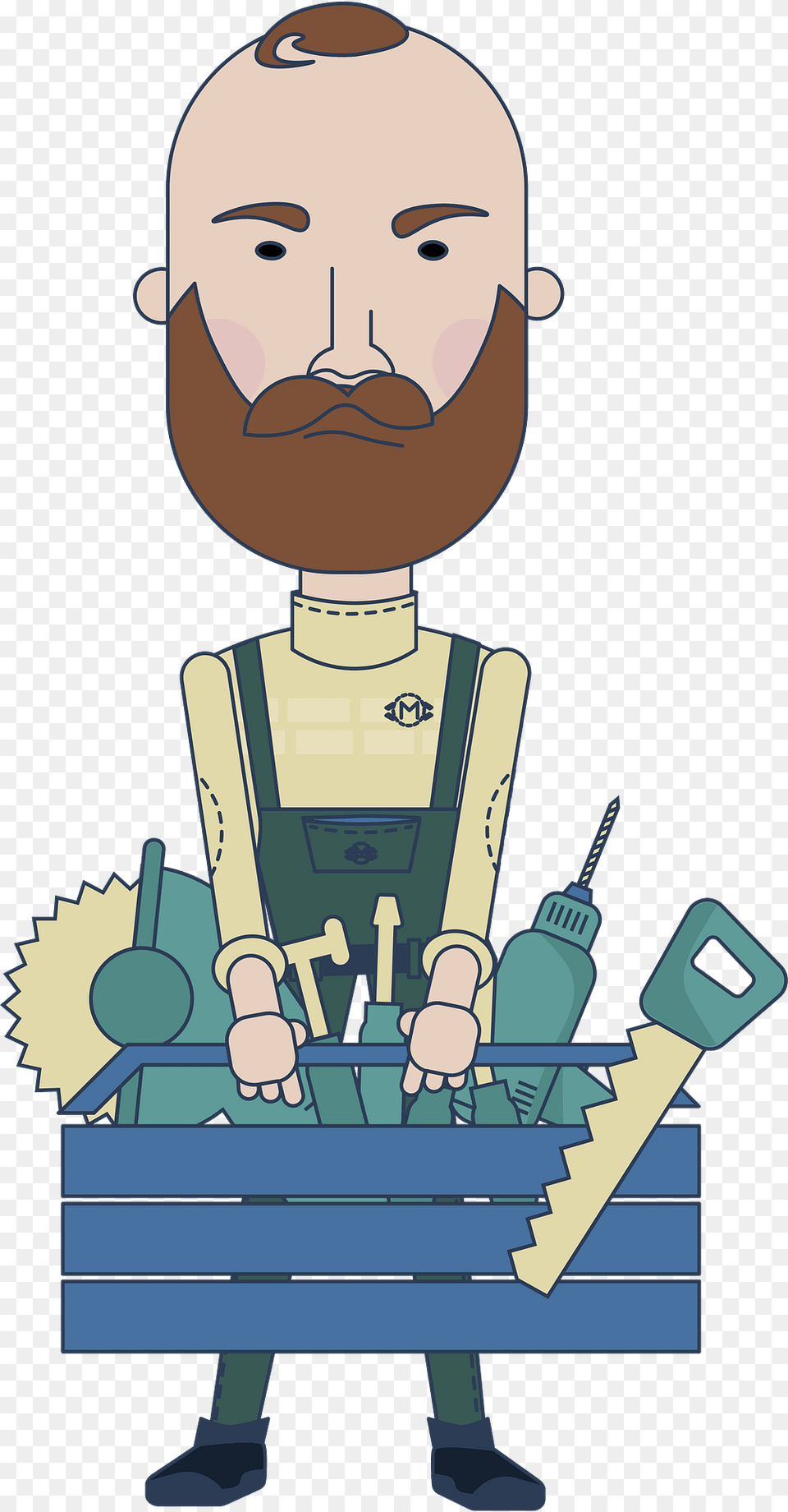 Handyman With Box Of Tools Clipart, Baby, Person, Face, Head Free Transparent Png