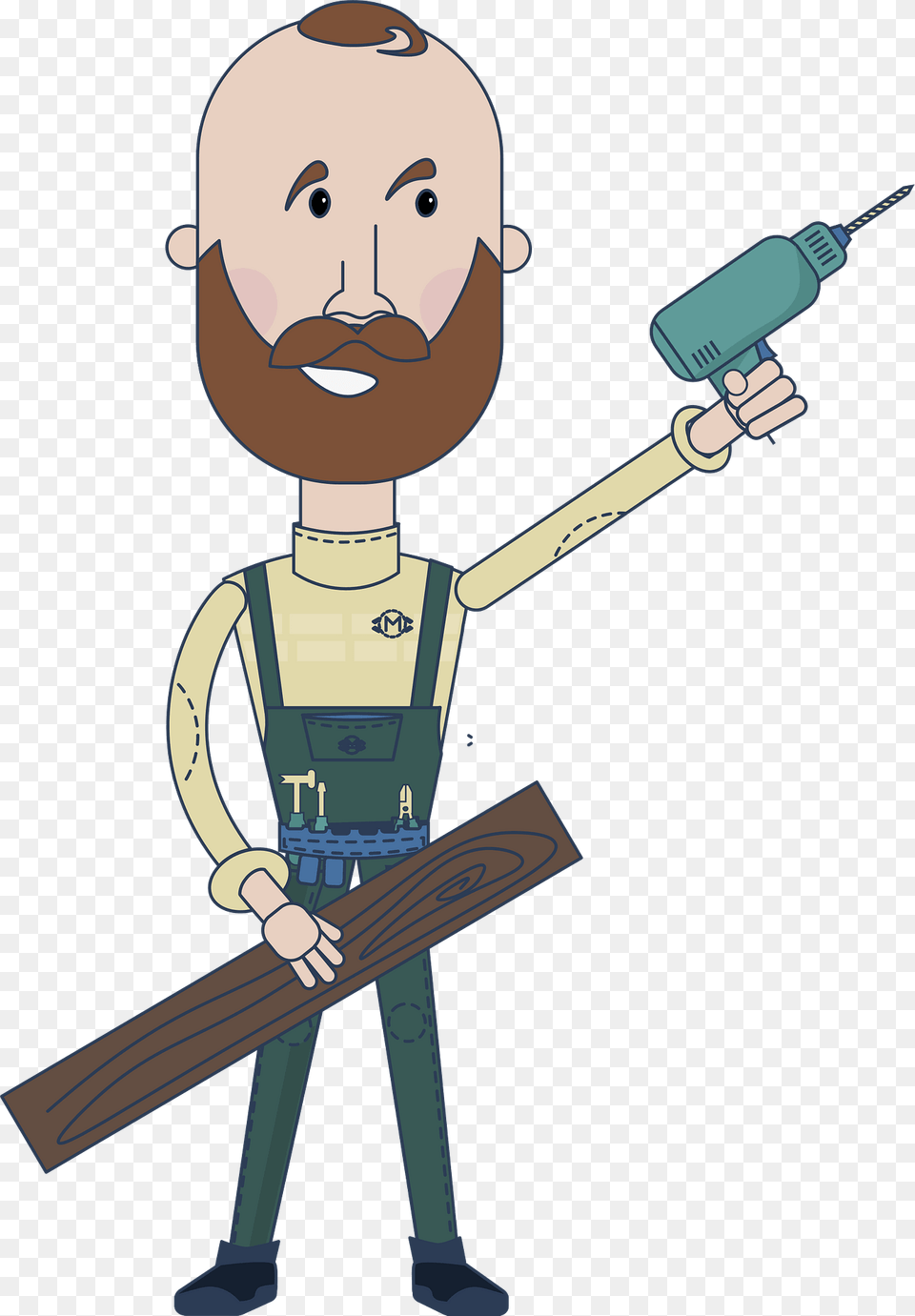 Handyman With Electric Drill Clipart, Boy, Child, Male, Person Png Image