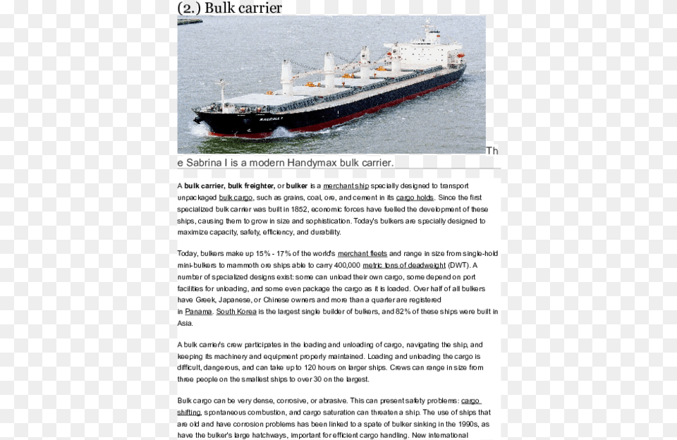 Handymax Bulk Carrier, Boat, Transportation, Vehicle, Watercraft Png