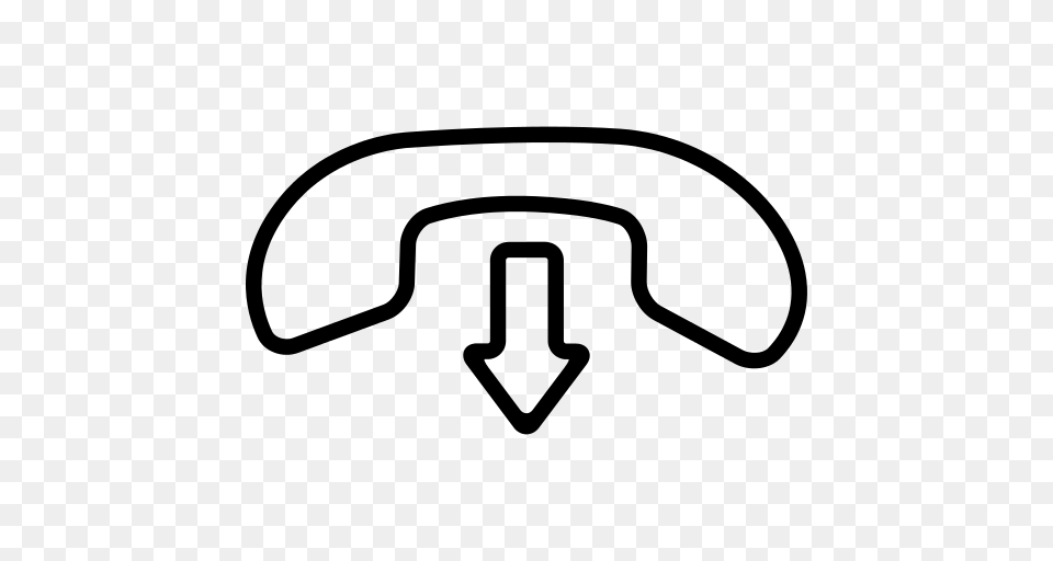 Hang Call Interface Symbol Of An Auricular And An Arrow Pointing, Gray Free Png Download