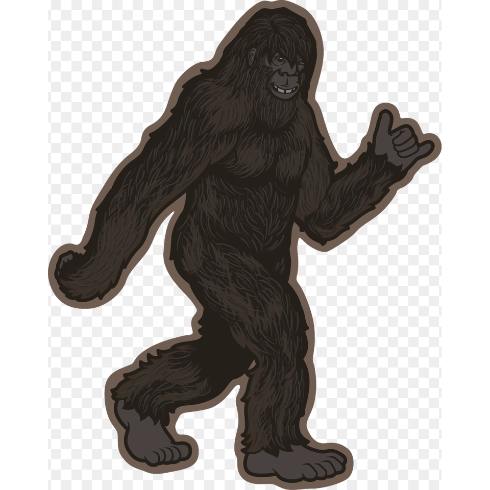 Hang Loose Bigfoot The Heart Sticker Company, Animal, Ape, Mammal, Wildlife Free Transparent Png