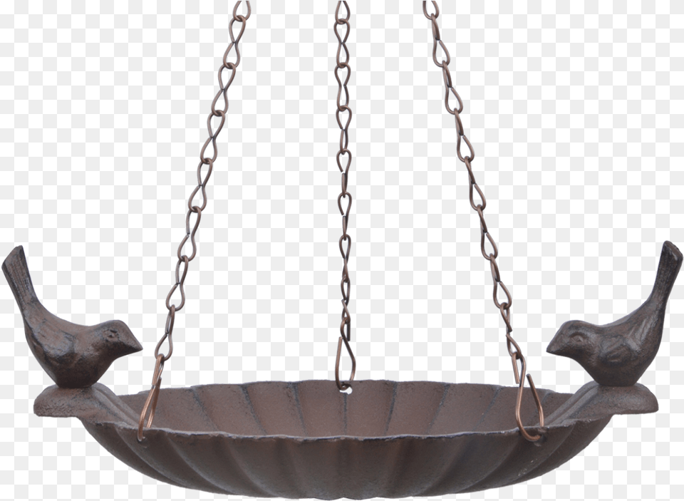 Hanging Birdbath With 2 Birds Hanging Bird Bath, Accessories, Jewelry, Necklace, Bronze Png Image